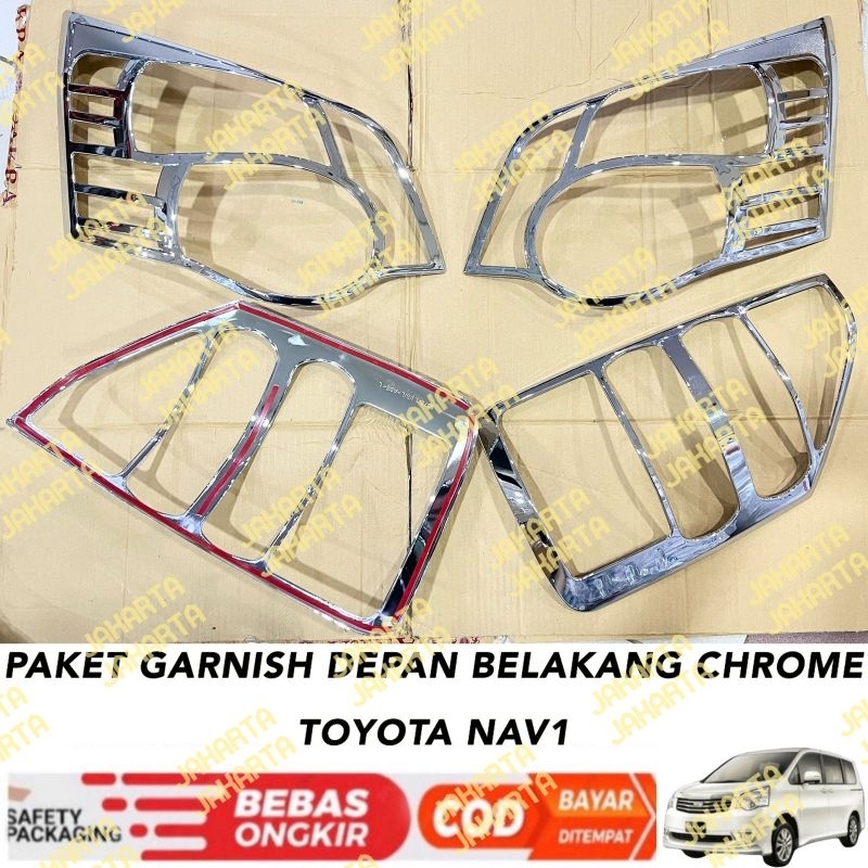 Paket Garnish Lampu Depan Belakang Toyota Nav 1 Nav1 Chrome  .