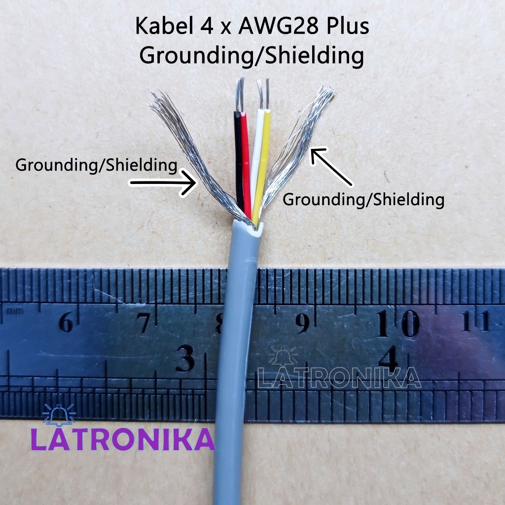 Kabel 4 x AWG28 Silver Tinned Cu Plus Grounding Shielding Per Meter