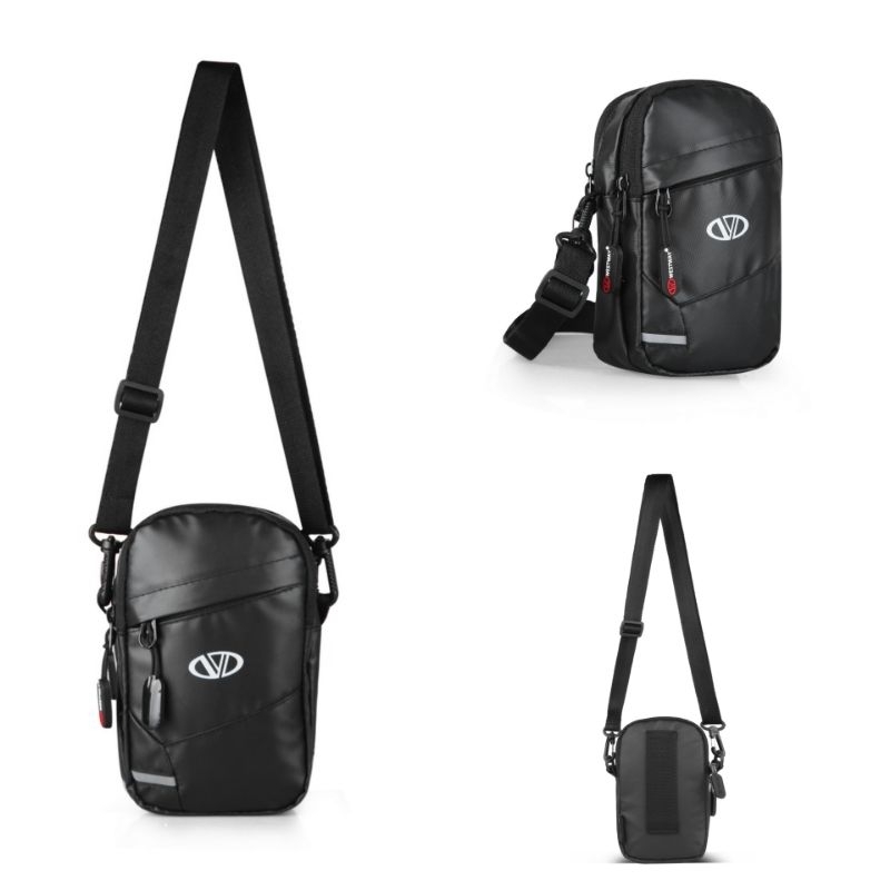 Tas HP Pria Multifungsi 7 inchi / Dompet Handphone Hp / Tas Selempang Pouch Bag Hitam / Tas Pinggang