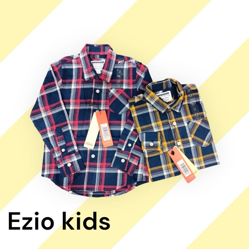 (Ori,Premium&Real Pict) EZIO KIDS Kemeja Anak / Remaja Kotak-Kotak - MERAH & KUNING