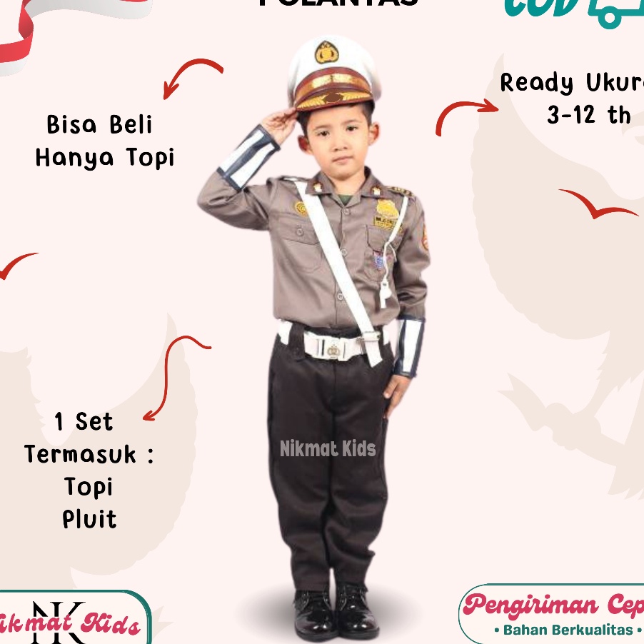 Penjualan TerbaikCOD Baju polisi anak laki laki seragam profesi anak baju kostum anak polantas dinas