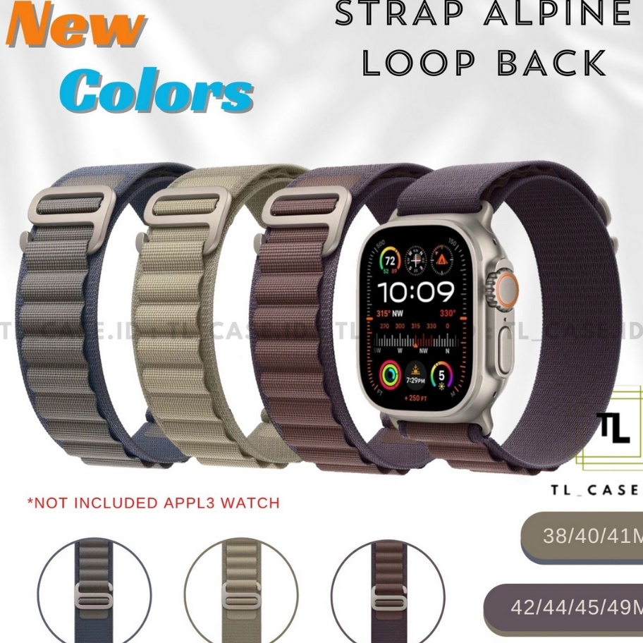 ORIGINAL  Tanpa Jam  ALPINE LOOP BACK STRAP WATCH  SERIES ULTRA 9 8 7 6 5 4 3 2 1 SE  SIZE 38mm 4mm 