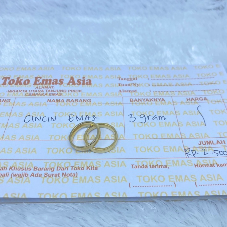 Extra promo Cincin Emas Murni 3 gram Couple Cincin polos Free Surat emas 24 k