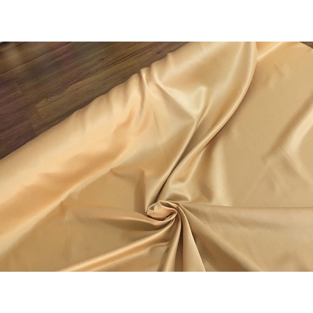 Bahan Kain Satin Velvet Premium Furing Brokat Warna Gold Emas Warna Soft