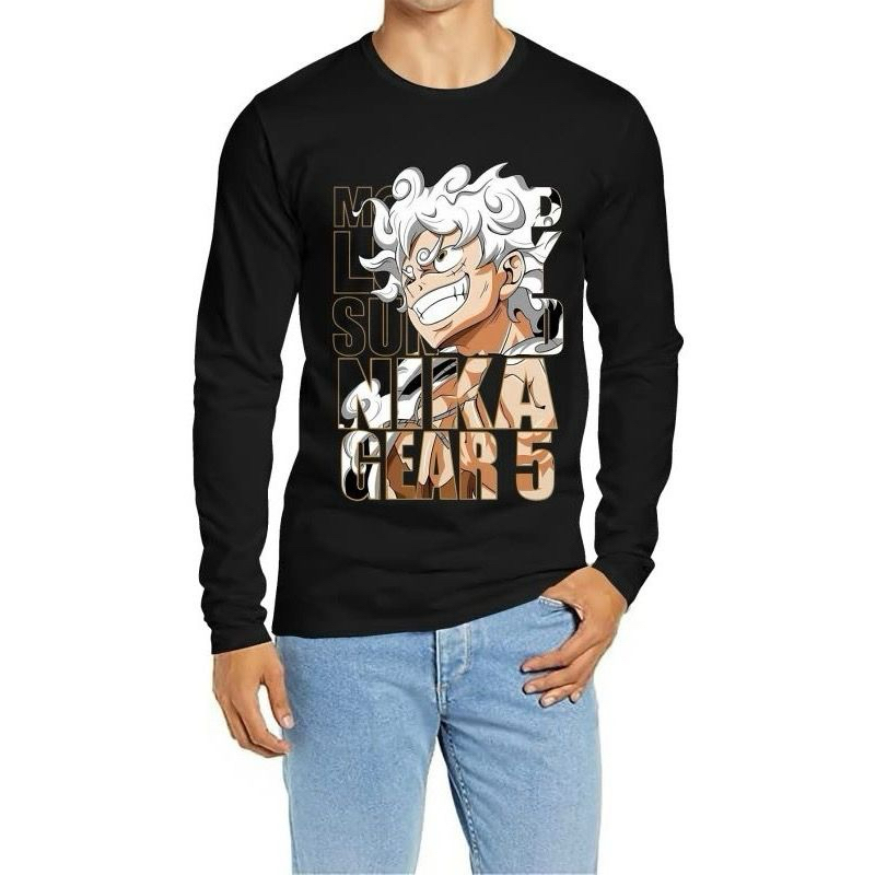 KAOS TSHIRT ANIME ONE PIECE LUFFY LENGAN PANJANG MURAH