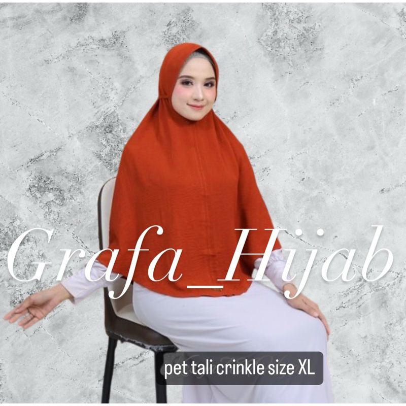 Bergo Crinkle Pet Tali Ukuran XL / Kerudung Crinkle Jumbo / Jilbab Murah / Hijab Instan [bisa COD]