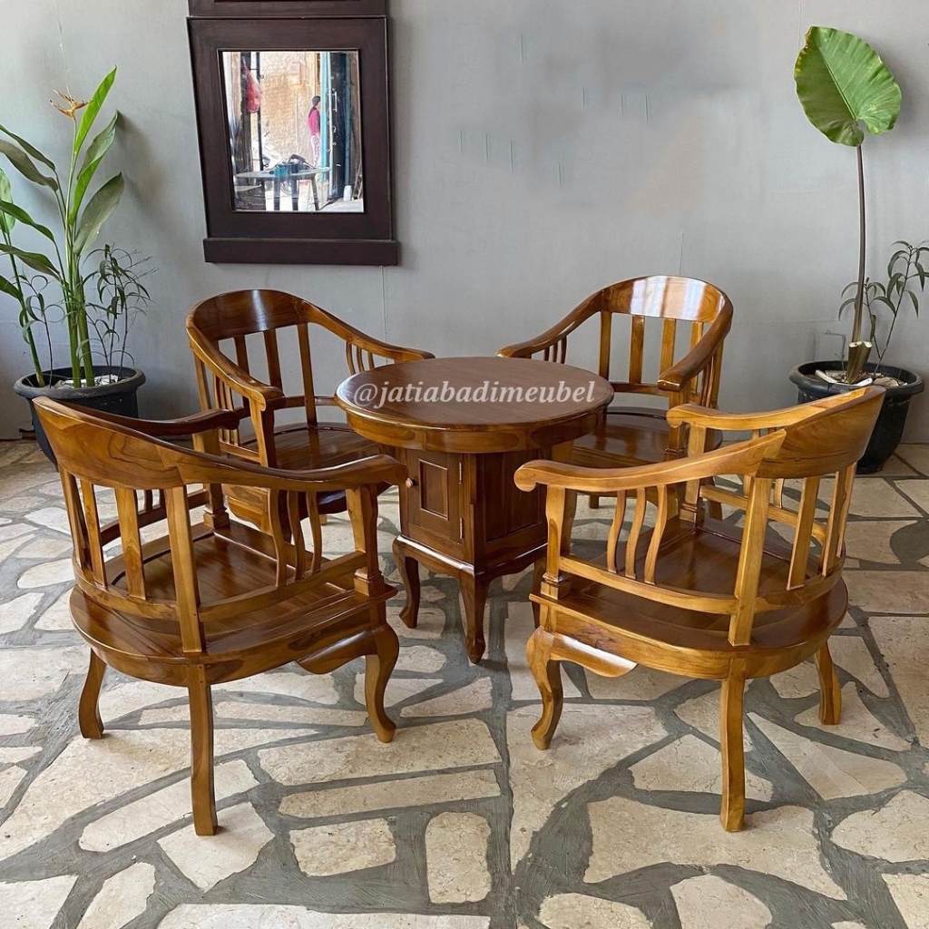 Set Kursi Tamu Kursi Teras Betawi Lenong Kayu Jati, Kursi Tamu Vintage Jati