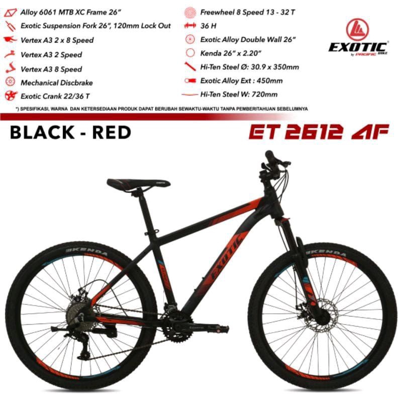 MTB 26 Exotic 2612 AF Aloy 9 Speed By Pacific