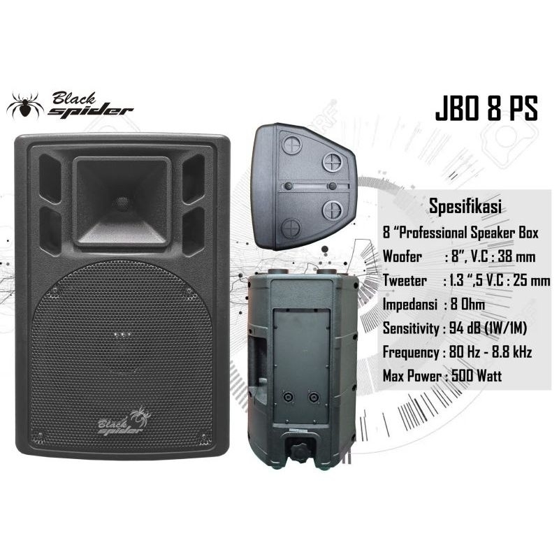 Speaker Pasif Black Spider JBO - 8PS | 8 inch Woofer