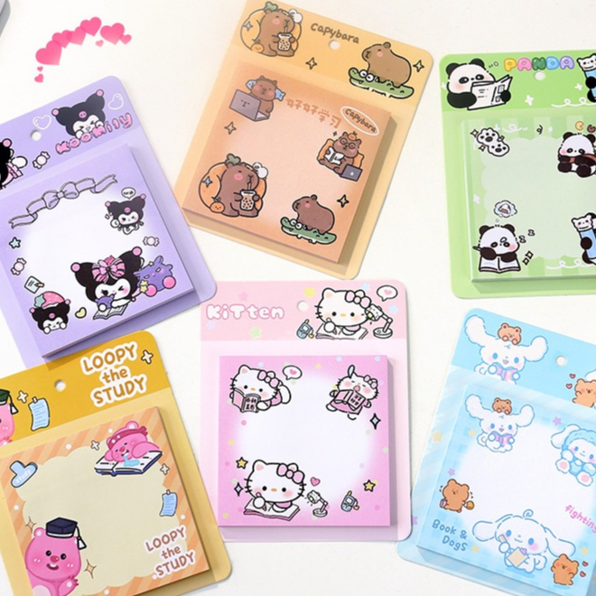 

[HARU] Cartoon Series Sticky Notes Memo Pad Sinchan Sanrio Kuromi
