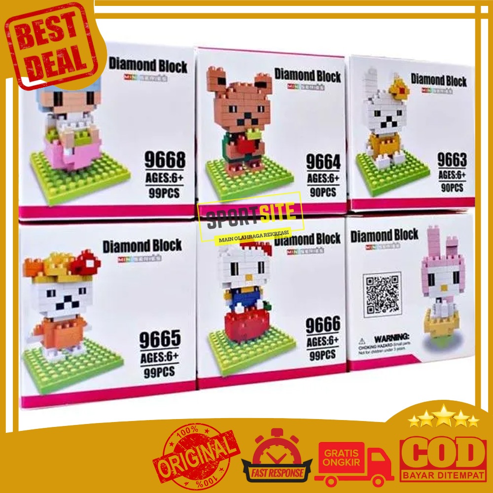 Micro Diamond Block Lego Mini Series Hello Kitty Kiki Lala Usahana Tenorikuma My Melody Kuririn Hsan
