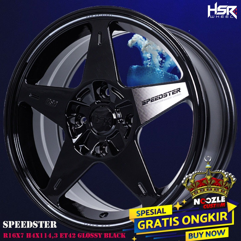 Velg Mobil Ring 16 Lubang 4 Spack Model Bintang HSR Type SPEEDSTER Terbaru Pelek Racing