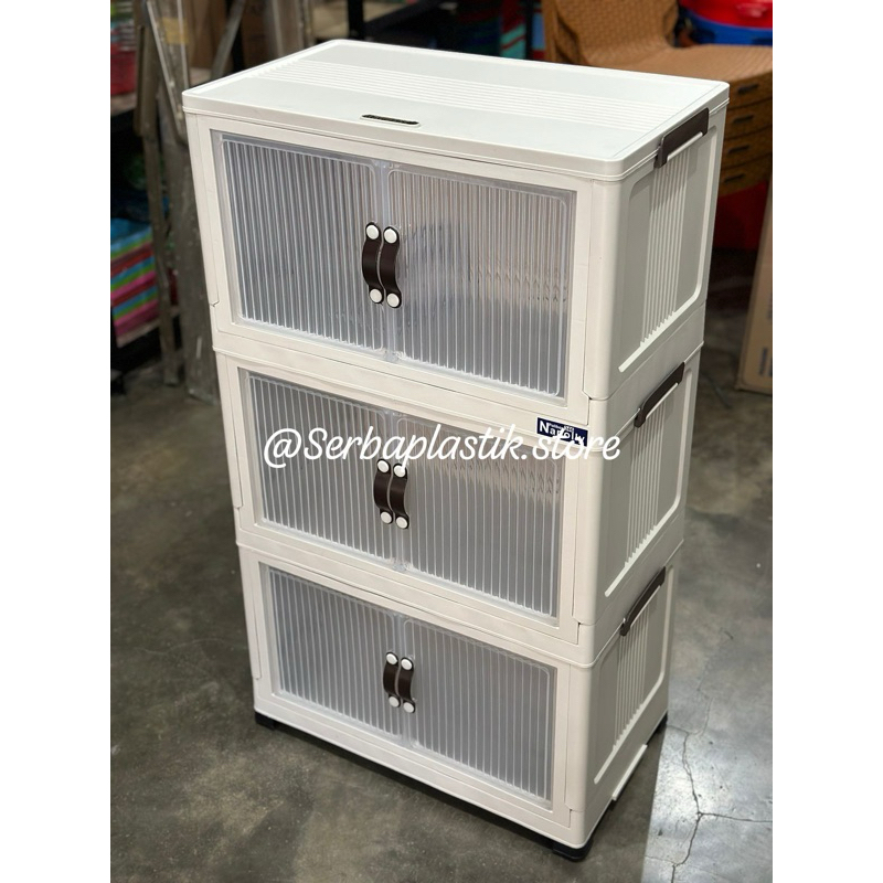 Laci napolly polibox lemari minimalis putih lipat laci foldable susun tumpuk / container lipat / kon