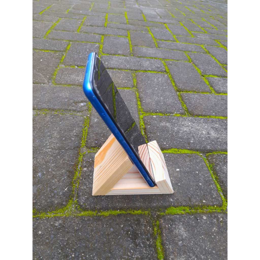 stand tempat dudukan hp kayu