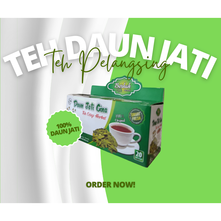 

TEH CELUP Jati Cina / Teh Pelangsing isi 20 Bag / BPOM / Teh Celup Daun Jati Cina/ Berkah Herbal