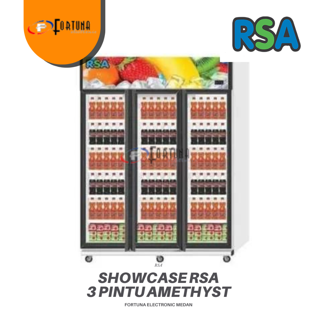RSA SHOWCASE 3 PINTU AMETHYST DISPLAY CHILLER COOLER 1280 15 RAK LITER MEDAN