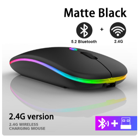 Mouse Wireless Silent Click LED 2 Mode Bluetooth USB Tanpa Kabel