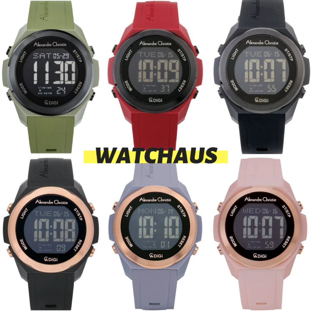 JAM TANGAN UNISEX ALEXANDRE CHRISTIE AC9342 AC 9342 MHR DIGITAL RUBBER STRAP