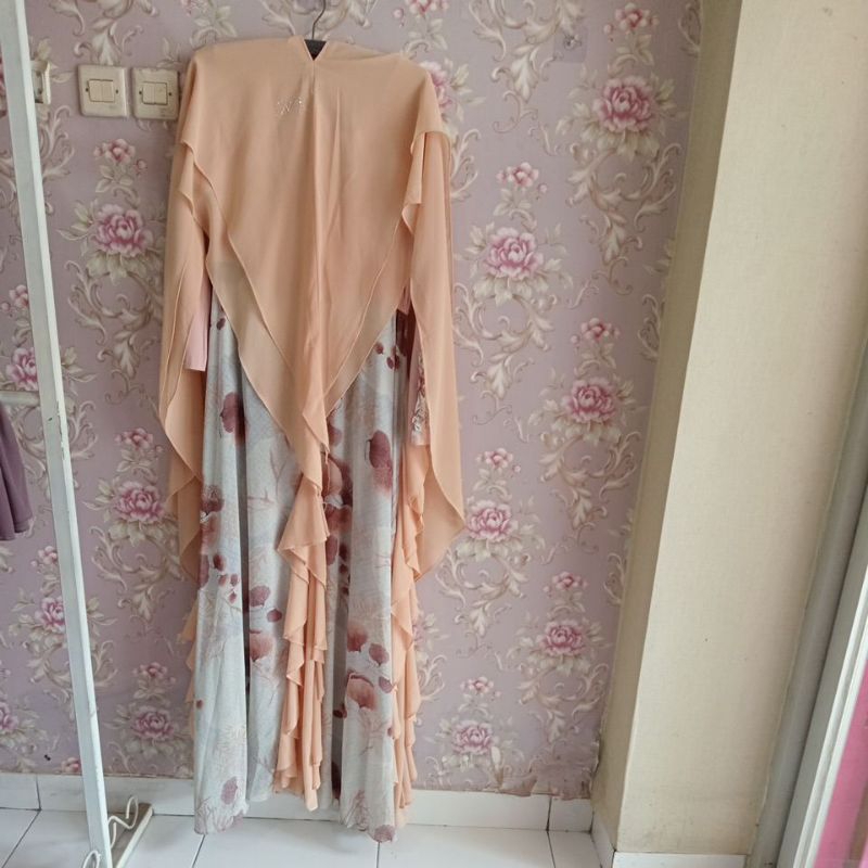 GAMIS SET HIJAB CERUTY+ATASAN JERSEY