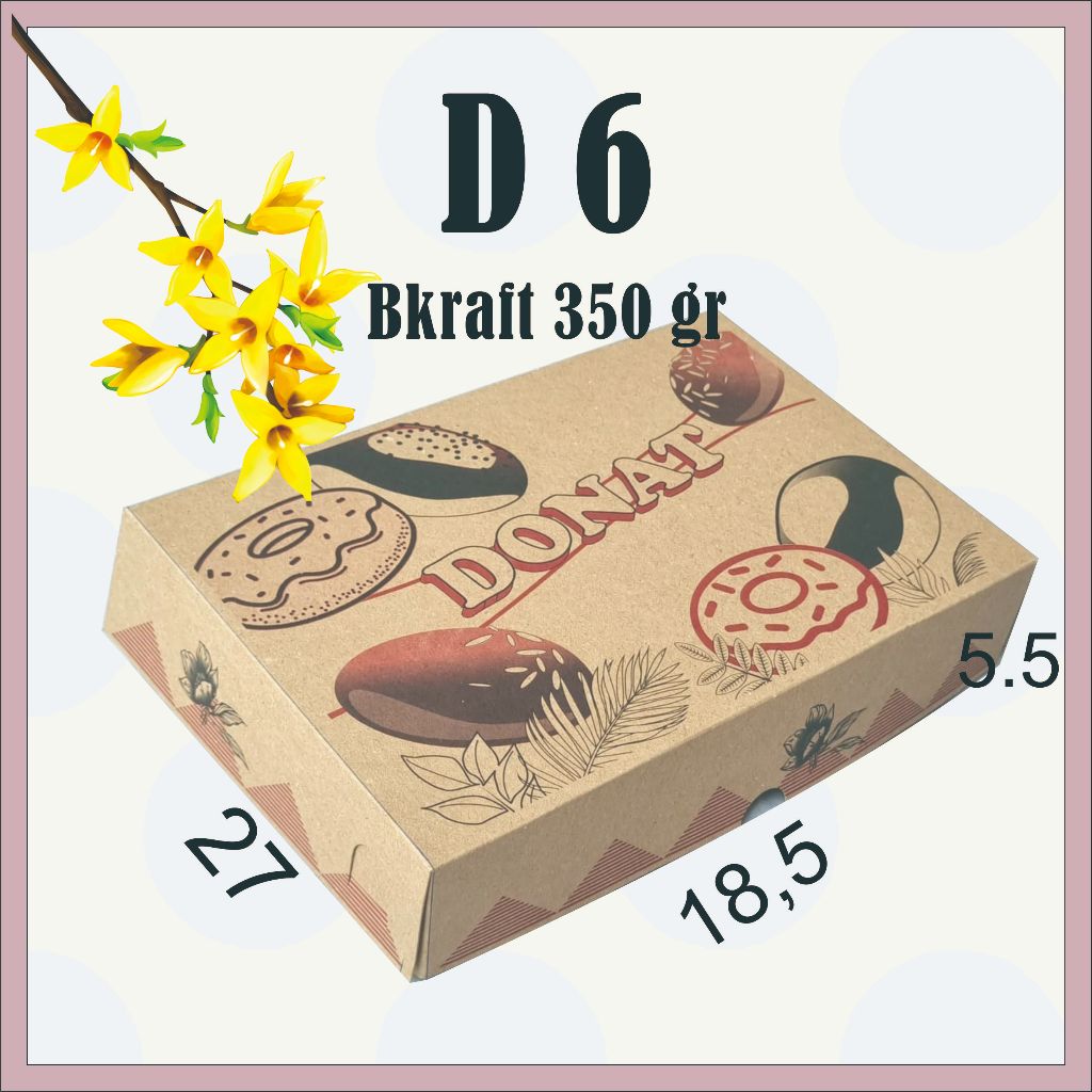 

BKRAFT D6 motif 350gr 27x18,5 Dus Donat 6 KOTAK Kue Roti