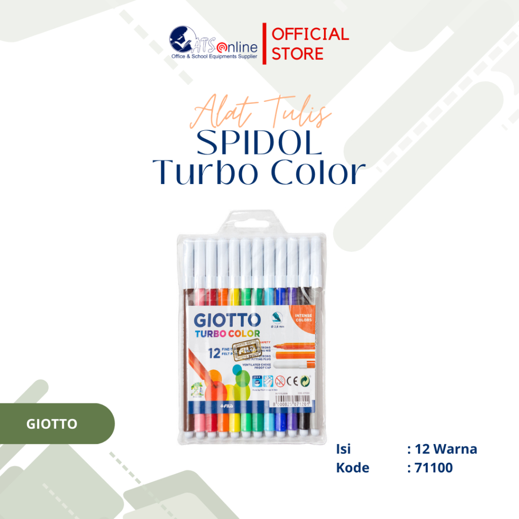 

GIOTTO Spidol Turbo Color 12 Warna