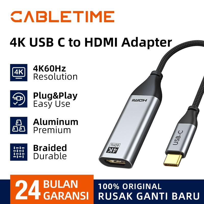 CABLETIME USB C to HDMI Female 4K 60Hz Adapter HUB Converter USB-C