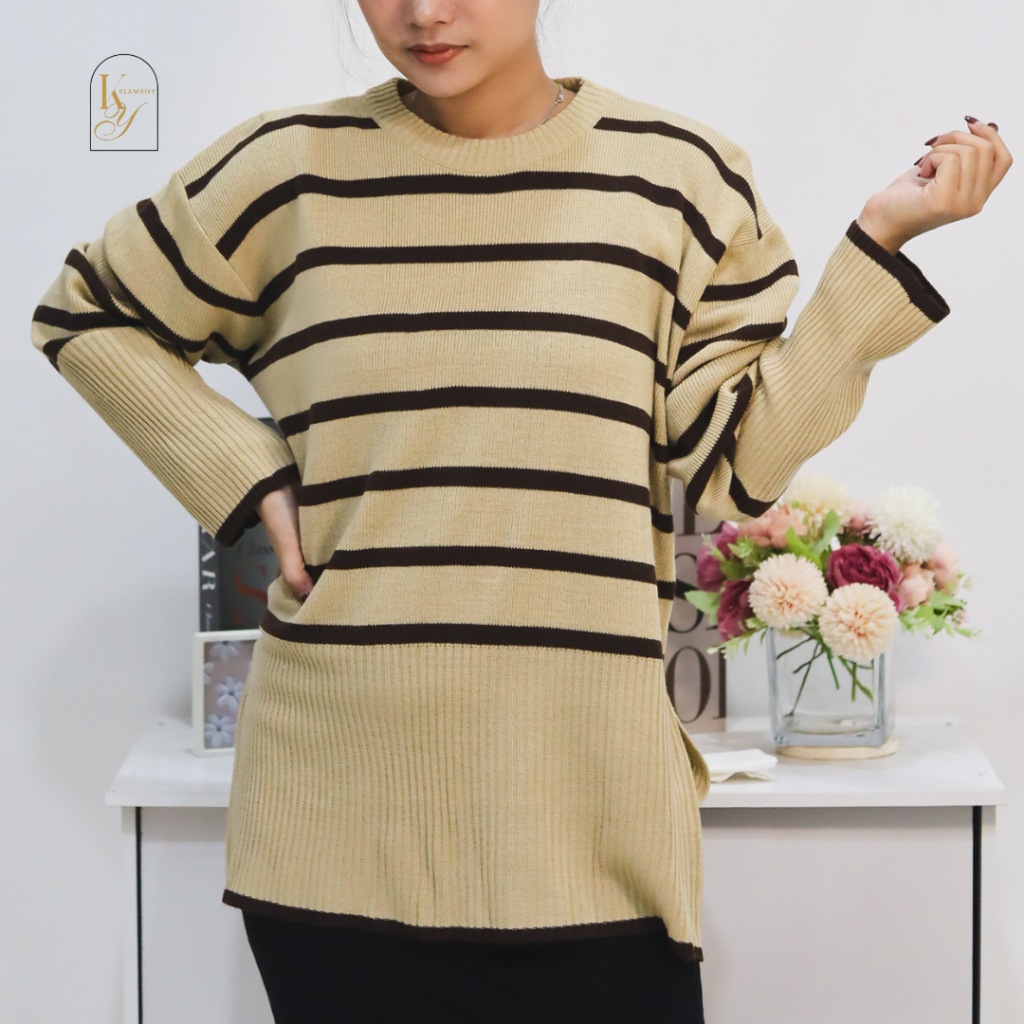 Choco Sweater Strip Knit