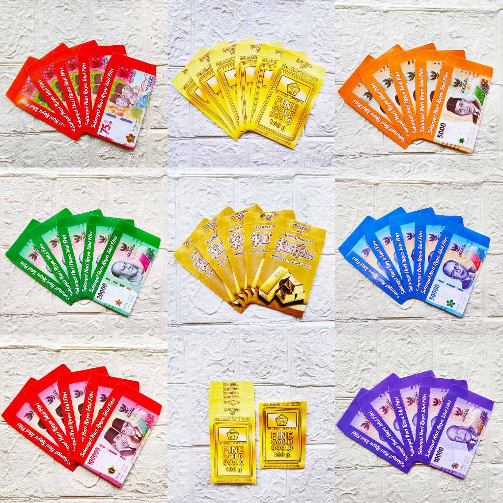 

AMPLOP / ANGPAU LEBARAN MOTIF UANG BARU DAN GOLD UKURAN MEDIUM ISI 10 LEMBAR
