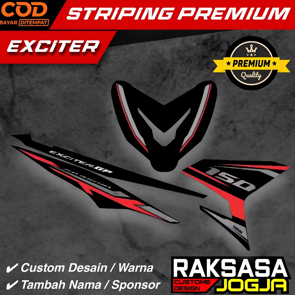 STRIPING CUSTOM MX KING EXCITER PREMIUM / YAMAHA SNIPER 150 MXi / DASAR HITAM / STRIPING YAMAHA Y15Z