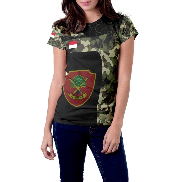 kaos linmas wanita lengan panjang terbaru 2024 / baju linmas hitam loreng / kaos PHH linmas wanita