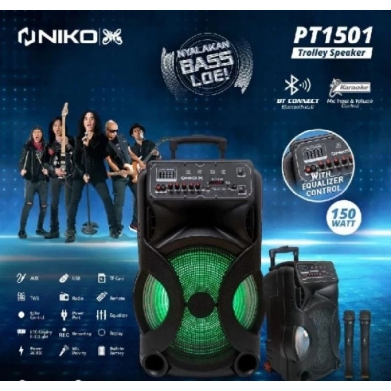 BATAM - NIKO PT1501 PT 1501 trolley speaker portable bluetooth 15 inch slank