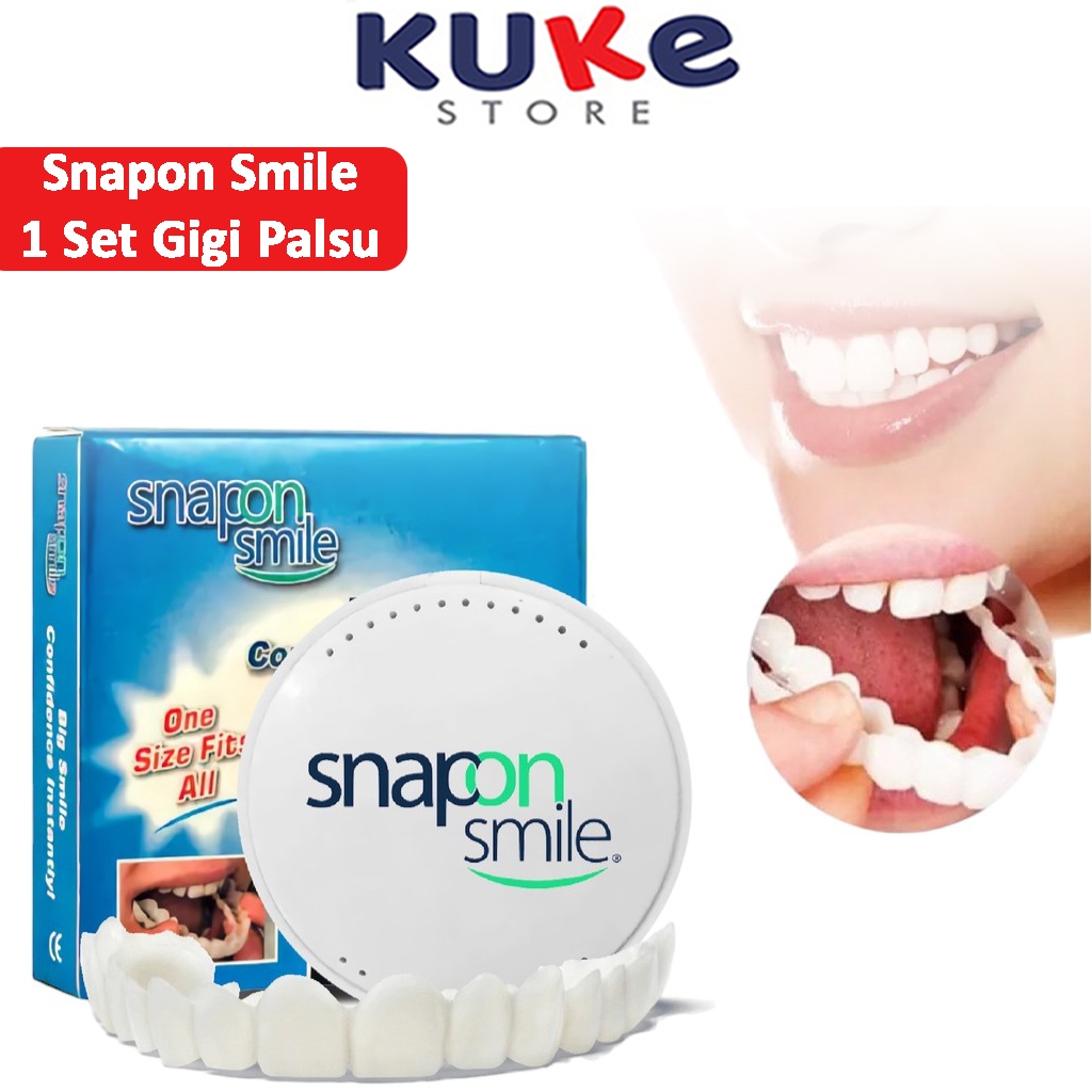 KUKE Snap On Smile Original 100% Sepasang Gigi Palsu Silicon 1 Set Atas Bawah