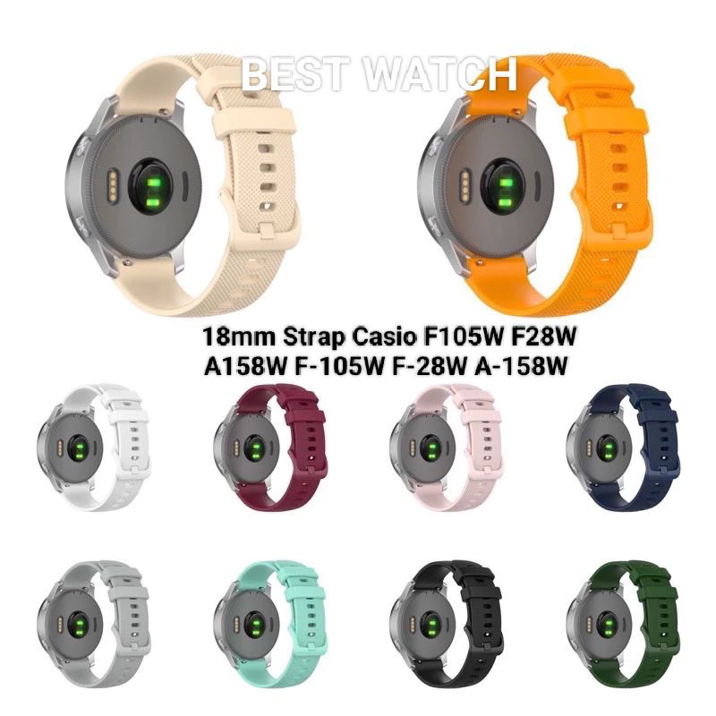 BSJ 18mm Strap Casio F105W F28W A158W F-105W F-28W A-158W Tali jam tangan Silikon Rubber