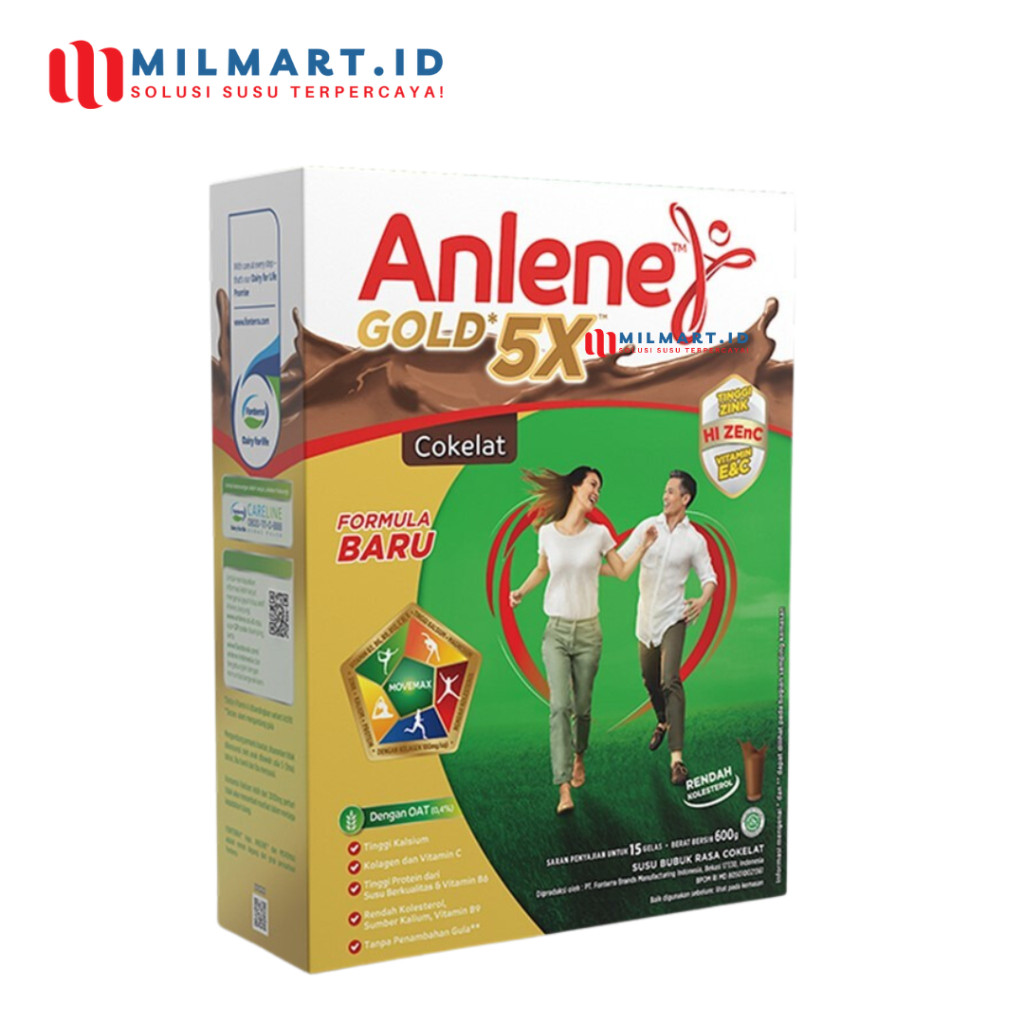 

ANLENE GOLD 5X COKLAT 600 G SUSU NUTRISI SUSU LANSIA SUSU BUBUK ORANG TUA SUSU ANLENE COKELAT