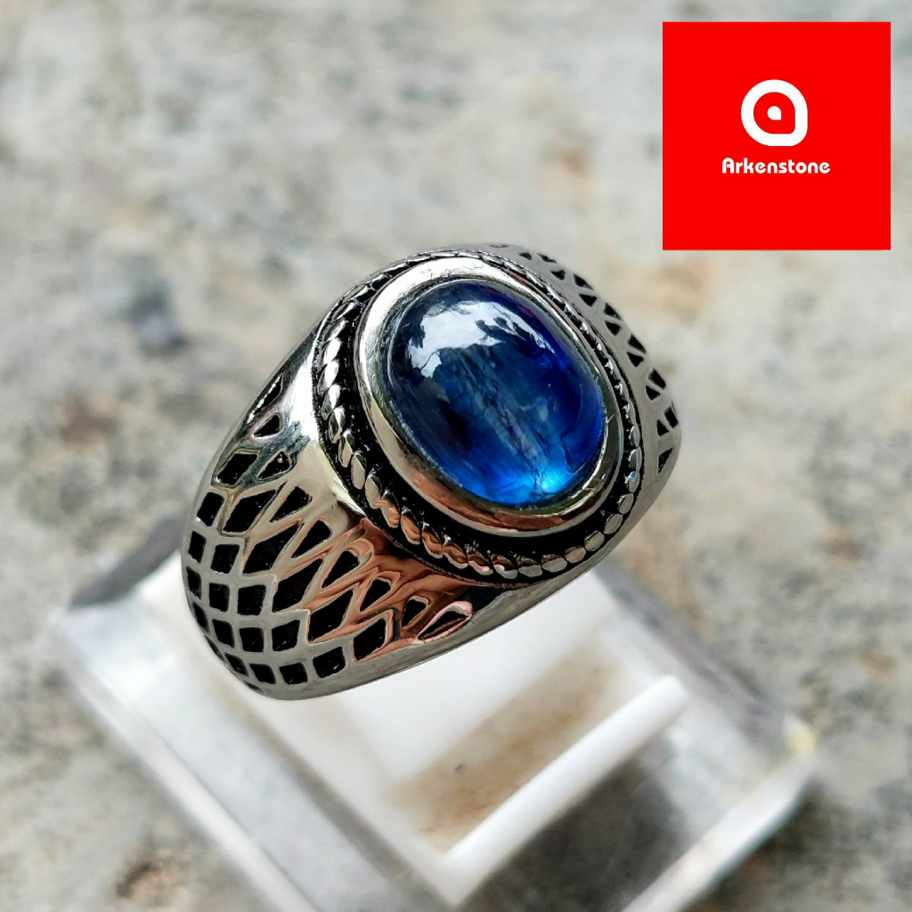 Cincin Tanam Batu Mulia Blue Safir Kyanite Australia Crystal