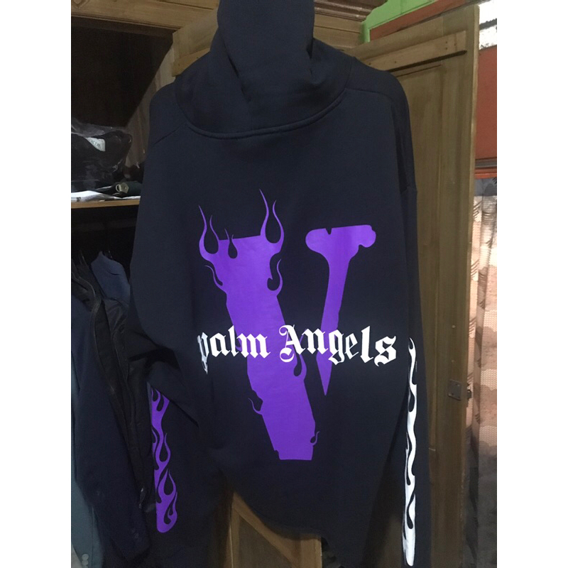 VLONE X PALM ANGELS BLACK PURPLE HOODIE 100% ORIGINAL