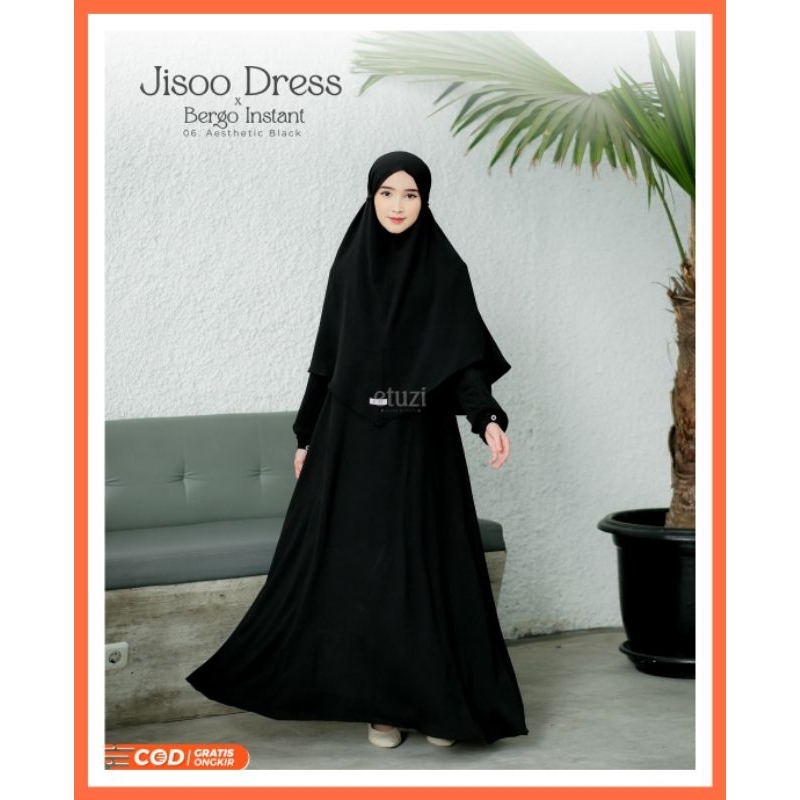 Gamis Crinkle Airflow Polos Jisoo Dress Etuzi Warna Hitam