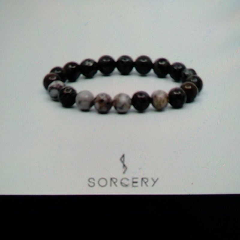 gelang batu giok hitam coklat