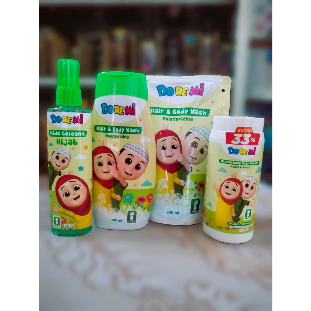 Sabun Mandi Anak DOREMI Hair & Body Wash (Sabun Mandi plus Shampo) Nussa Rara Kemasan Botol / Refill