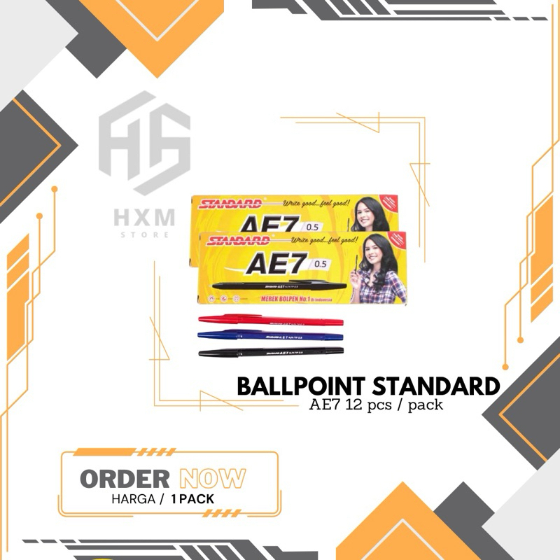

Ballpoint STANDARD AE7 0.5 mm Warna [ 1 pack / 12 pcs ]