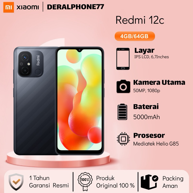 Xiaomi Redmi 12c 4/64GB GARANSI RESMI