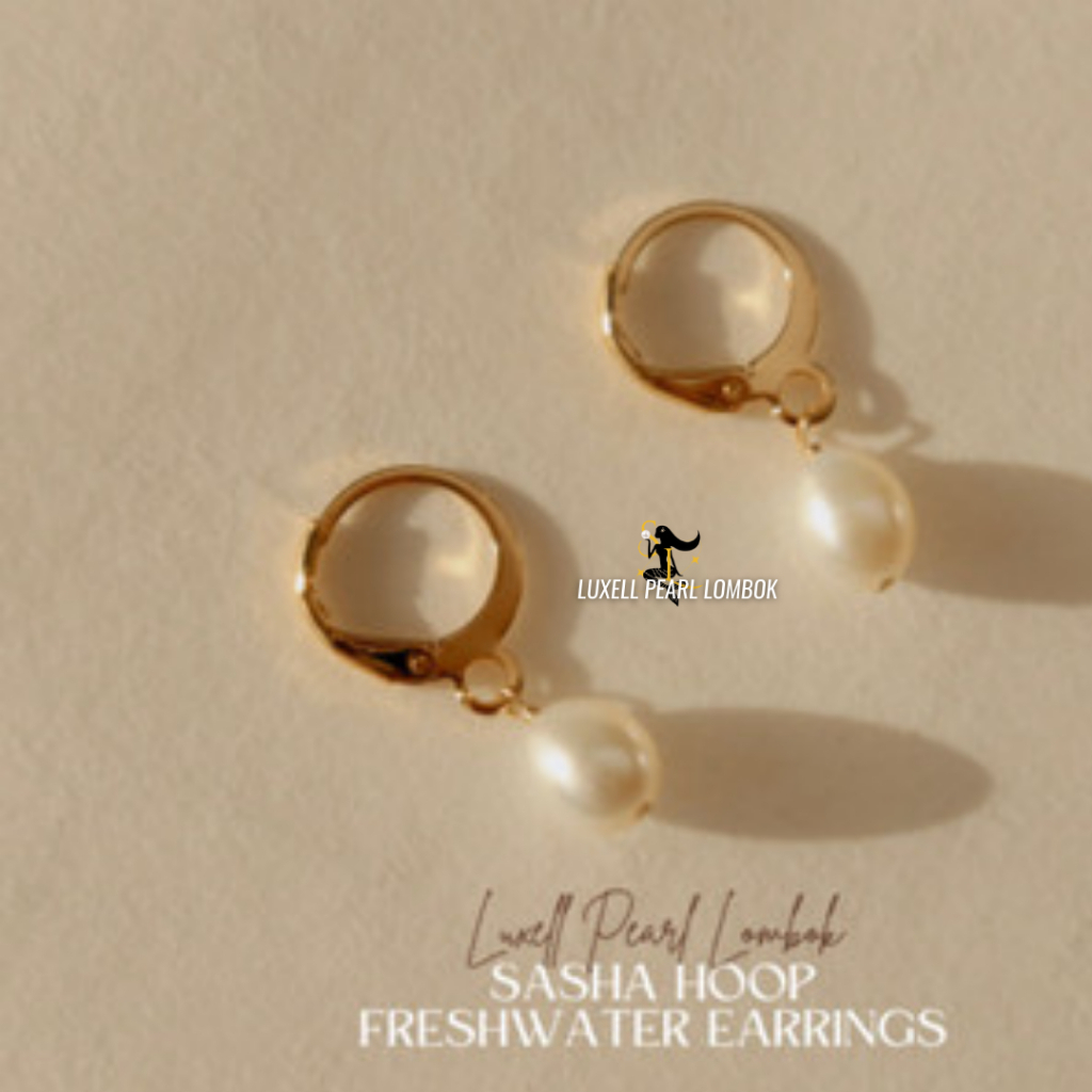 luxell Pearl Lombok- Mutiara Lombok| Anting Hoop| Anting Mutiara Lombok Asli| Mutiara Lombok Asli Be