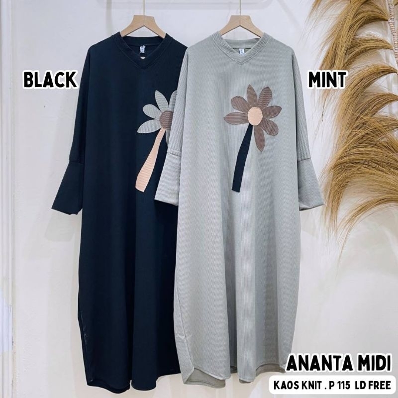 Ananta midi // midi dress bahan kaos knit