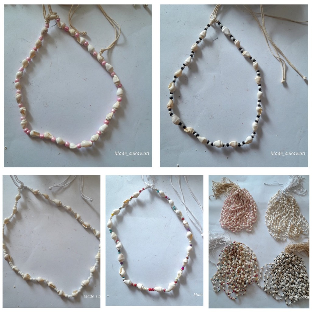 Kalung tali kerang geles kerajinan tangan aksesoris Bali