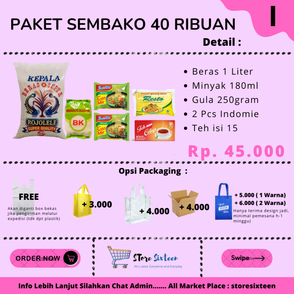 

Paket Sembako Murah 40 Ribuan I / Paket Sembako Murah By Storesixteen