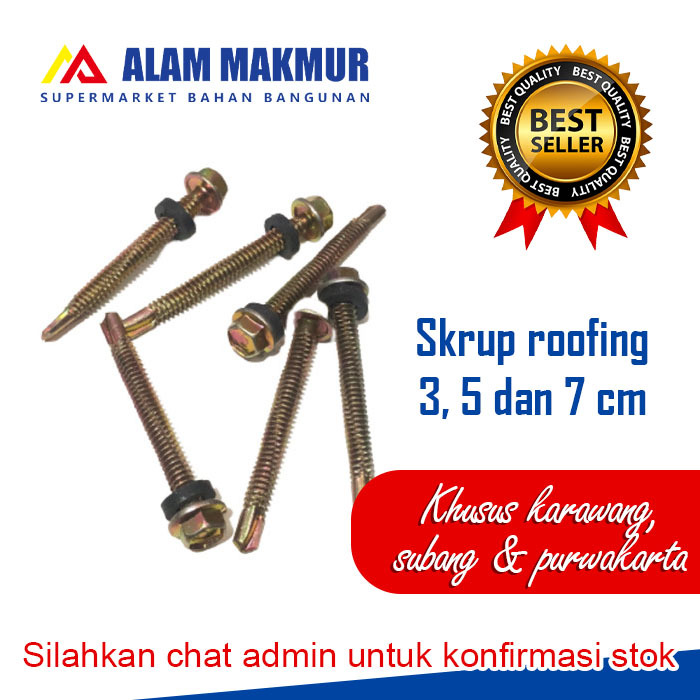 Baut Roofing Sekrup Baja Ringan Ukuran 3,5 DAN 7 CM