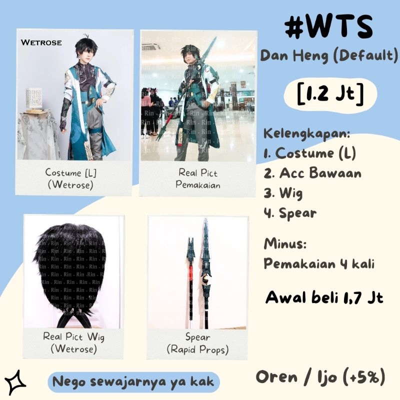 (WTS) Kostum Cosplay Dan Heng HSR