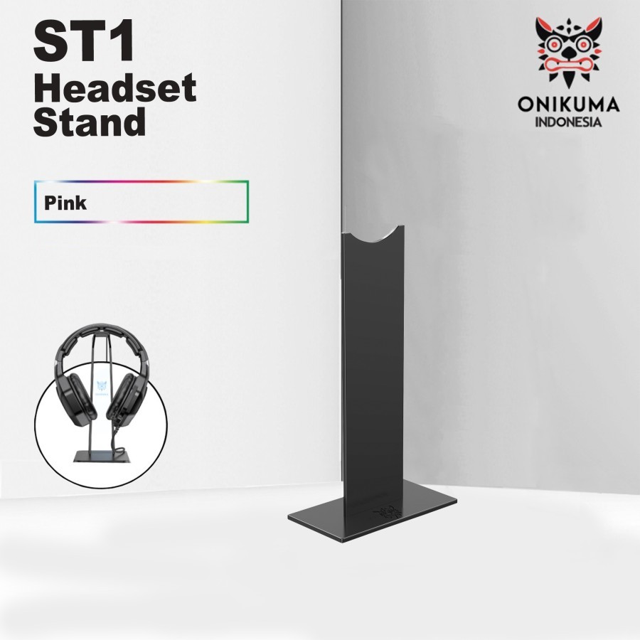 ONIKUMA ST-1 Black Stand Headset Gaming Pink Original - Hitam