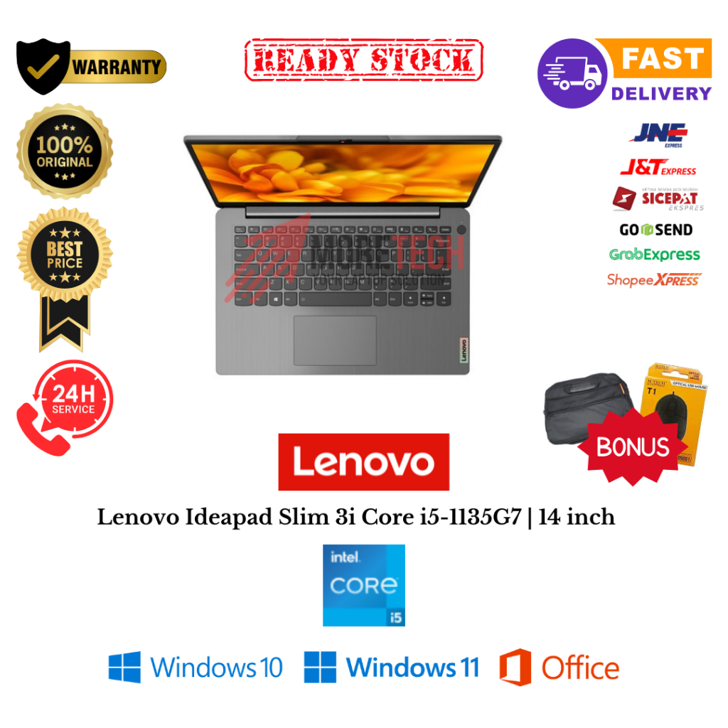 Lenovo Ideapad Slim 3i Core i5-1135G7 | RAM 4GB SSD 512GB | Backlit Keyboard | 14 inch