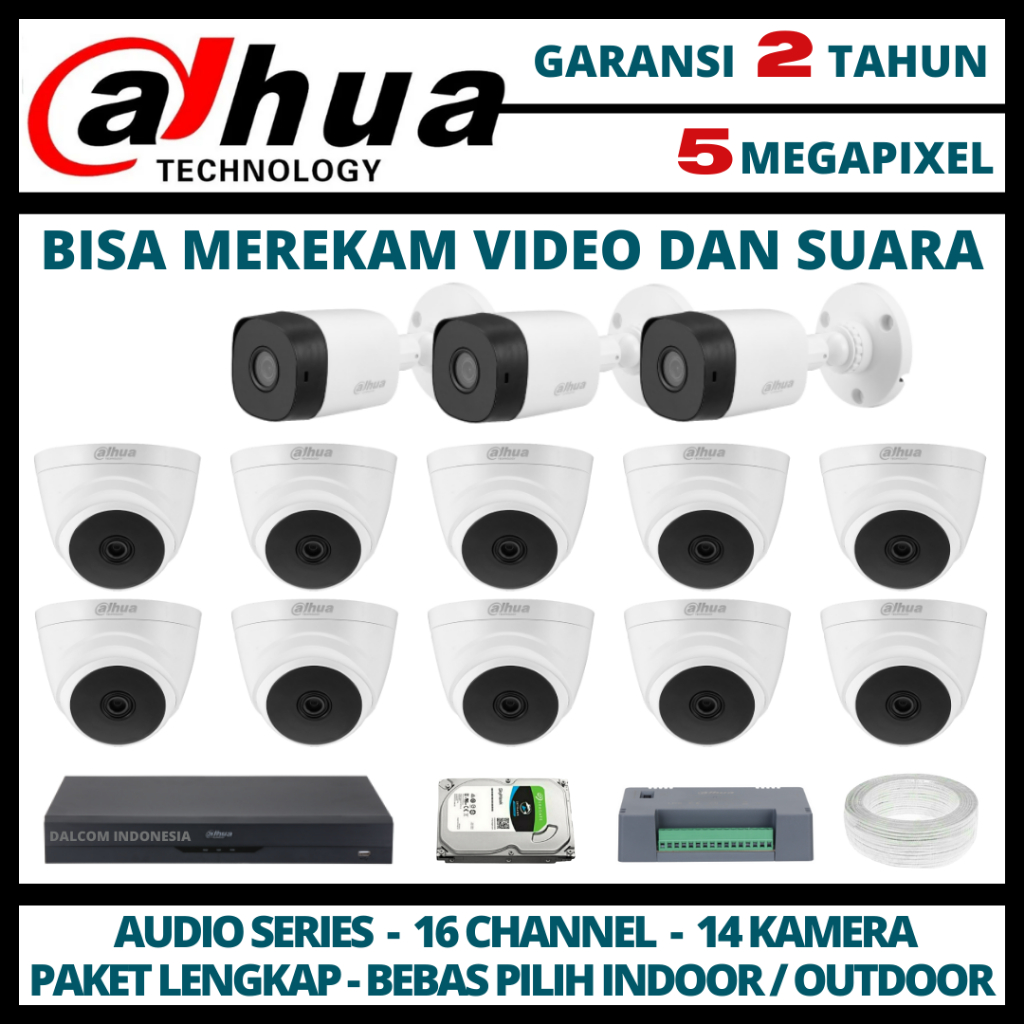 PAKET CCTV DAHUA 5MP DVR 16 CHANNEL 13 KAMERA